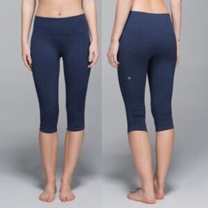Lululemon In The Flow Crop II Navy Leggings